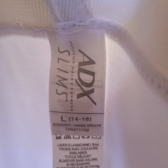 ADX ALLISON DALEY EXPRESS Slims White Pants Wide Elastic Band Sz L 14-16 - Picture 6 of 6